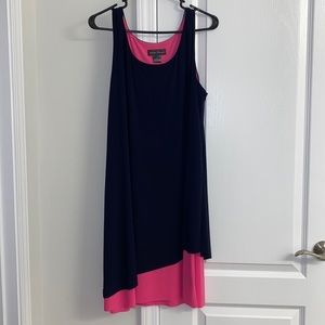 Navy and Pink Sleeveless Dress